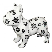 XL Skulptur Pomme Pidou Studio Design - Bulldogge Jack schwarz-weiß - Blüten