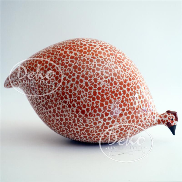 Les Ceramiques de Lussan - Perlhuhn rot / weiß getupft - pickend