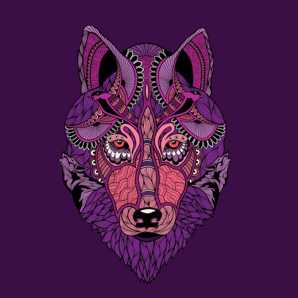 WRAPTIOUS Designerkissen - Mystic Wolf