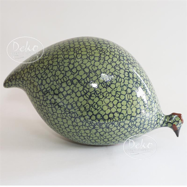 Les Ceramiques de Lussan - Perlhuhn grün / cobalt-blau getupft - pickend
