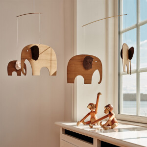 Flensted Mobiles - Mobile THE ELEPHANT PARTY - Teakholz
