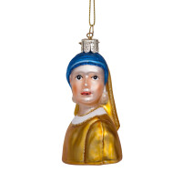 Vondels - Christbaumschmuck aus Glas - Girl with pearl earring by Vermeer - Mädchen mit Perlenohrring 8cm