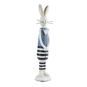 BADEN Collection - Dekofigur Hase mit Blume / grau - 35cm