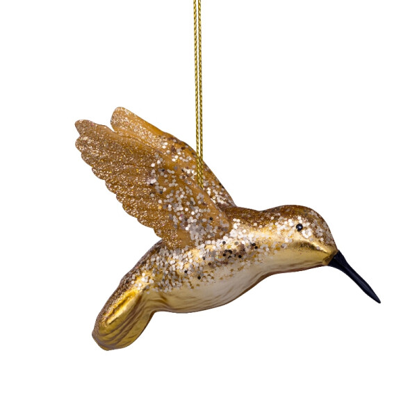 Vondels - Christbaumschmuck aus Glas - Gold hummingbird 8cm