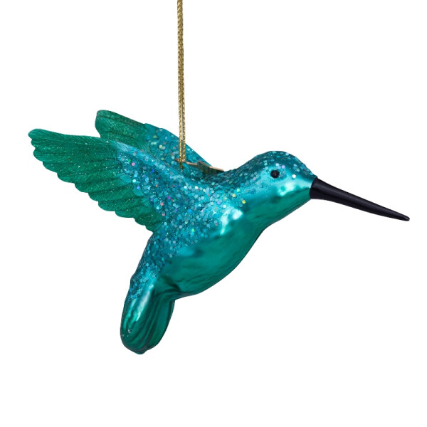 Vondels - Christbaumschmuck aus Glas - Green hummingbird - Eisvogel grün 8cm