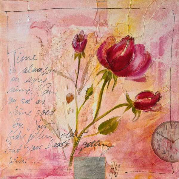 HOLZBILD von Sabine Gotzes - FLOWER EDITION - pink Rose