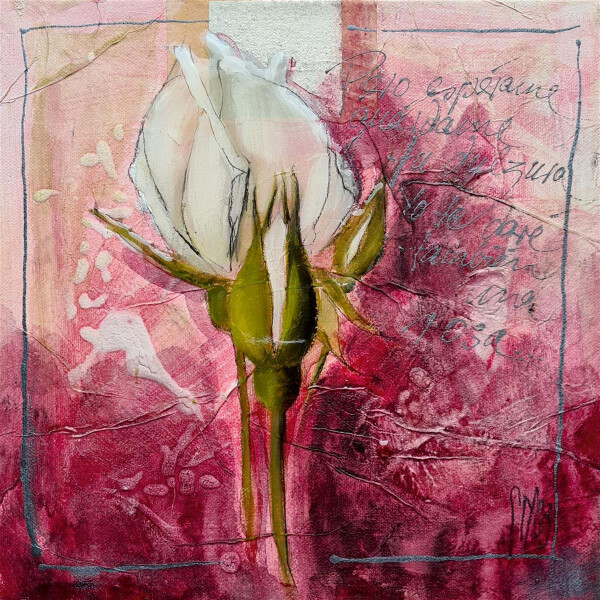 HOLZBILD von Sabine Gotzes - FLOWER EDITION - weiße Rose