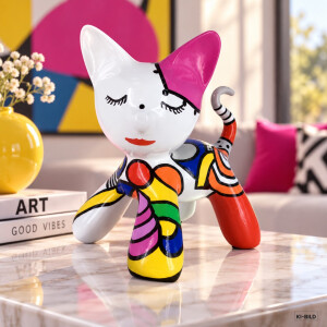 Déesse Art Collection - Pop Art Skulptur - Katze MISTY  LOVING - 31cm