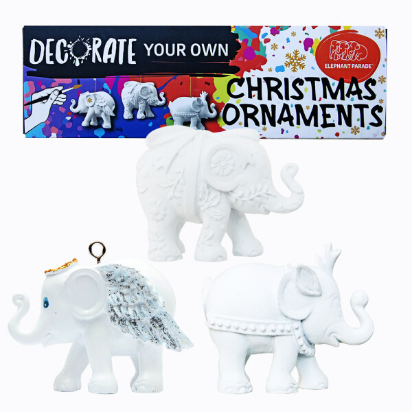 Elephant Parade - DIY Christmas ornaments / Christbaumschmuck zum Selbstbemalen - 3 x 7cm Box