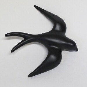 Artesania Emilio Ferrer - GOLONDRINA (Schwalbe) No. 1 - 18x18cm Keramikskulptur schwarz-matt
