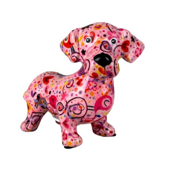 Spardose POMME PIDOU - Dackel Dennis - rosa / Fantasie