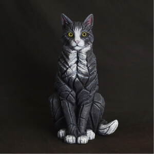EDGE SCULPTURE - Cat sitting / Katze sitzend - black/white