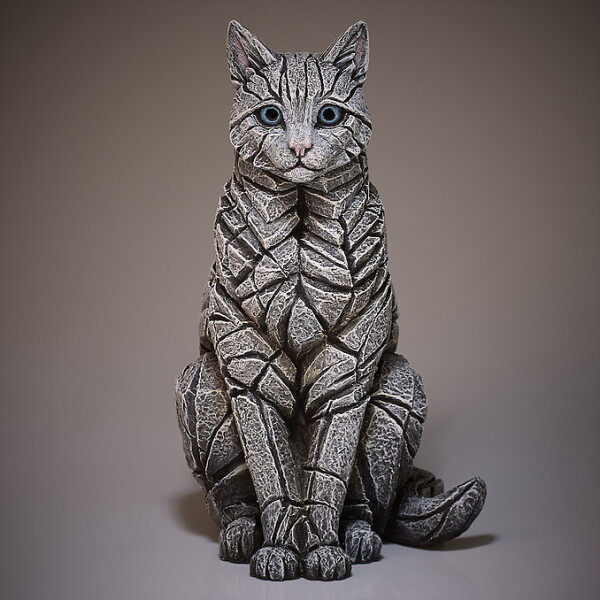 EDGE SCULPTURE - Cat sitting / Katze sitzend - white