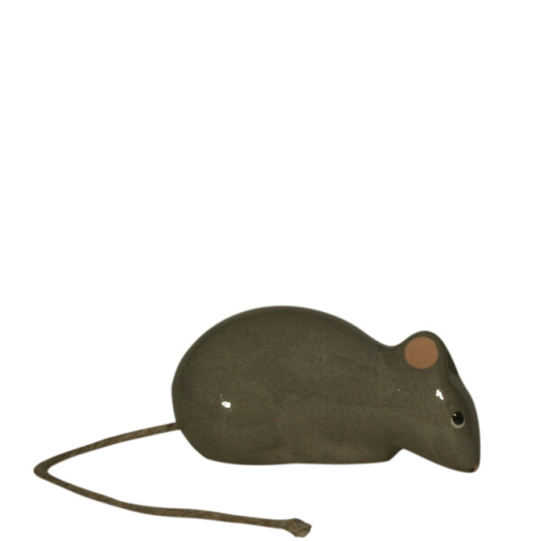 Les Ceramiques de Lussan - Kleine Feldmaus weiß / grau weiß liegend