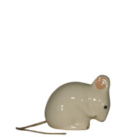 Les Ceramiques de Lussan - Kleine Feldmaus weiß / grau weiß liegend