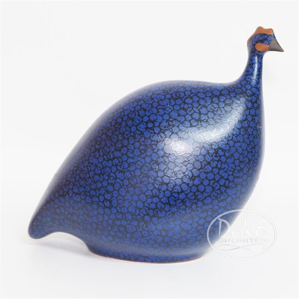 Les Ceramiques de Lussan - Perlhuhn blau / schwarz getupft matt L - 24,5cm