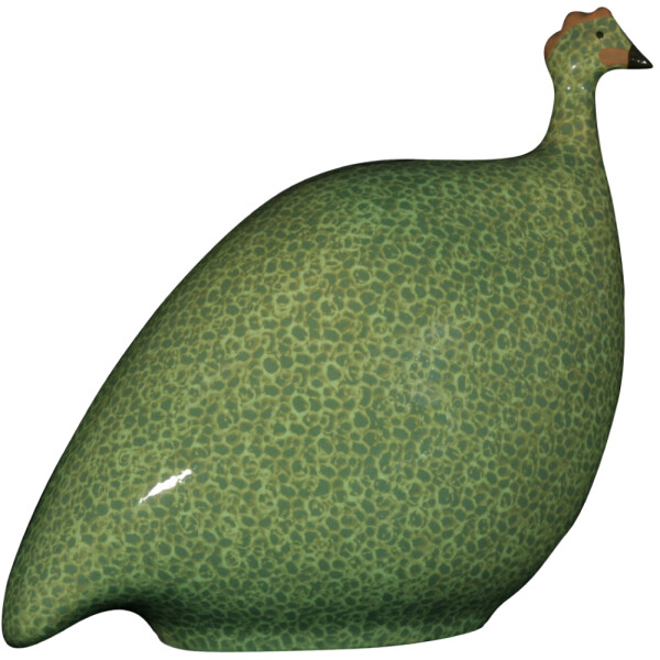 Les Ceramiques de Lussan - Perlhuhn grün / gelb getupft M - 20,5cm