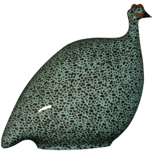 Les Ceramiques de Lussan - Perlhuhn schwarz / türkis getupft  L - 24,5cm