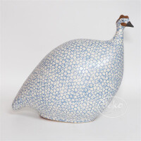 Les Ceramiques de Lussan - Perlhuhn weiß / lavendel getupft matt L - 24,5cm