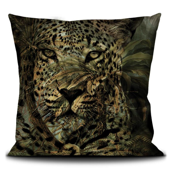 La Ligne 29 - Kissen / Dekokissenbezug - Félin 50x50cm mit schwarzer Paspel