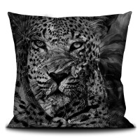 La Ligne 29 - Kissen / Dekokissenbezug - Félin 50x50cm mit schwarzer Paspel