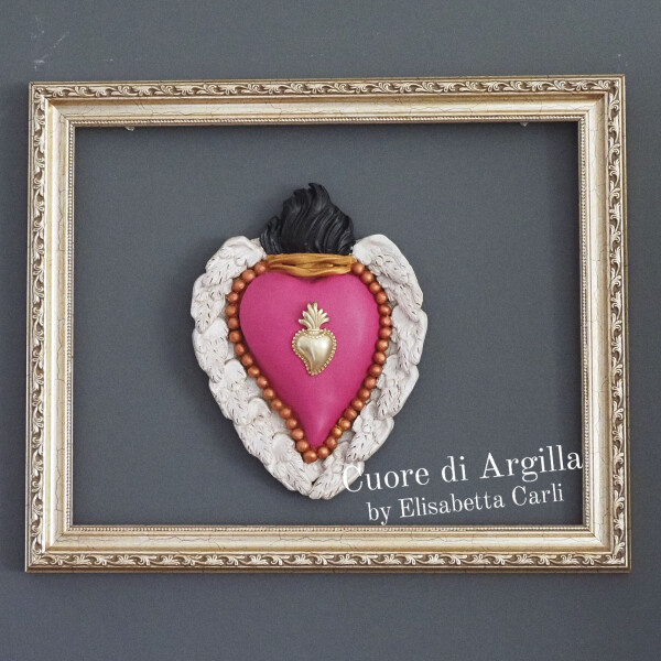 Cuore di Argilla by Elisabetta Carli - SACRED HEART Ex Voto - Keramikherz Vers. 4