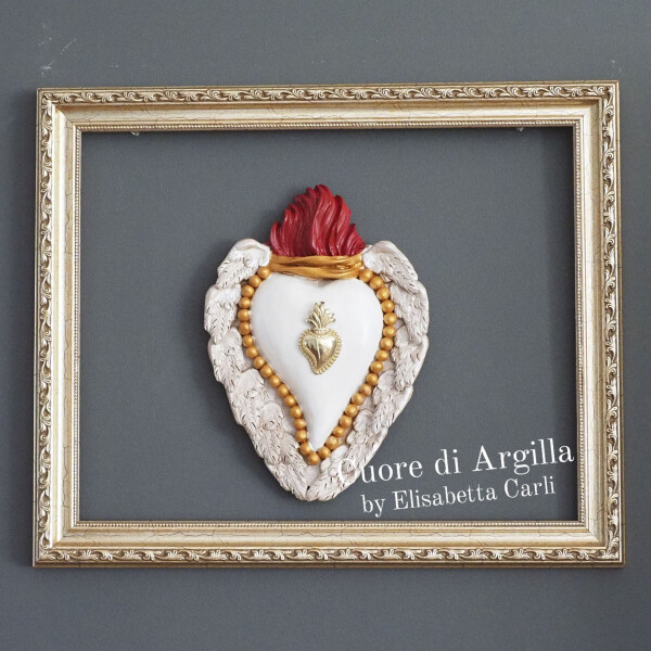 Cuore di Argilla by Elisabetta Carli - SACRED HEART Ex Voto - Keramikherz Vers. 17