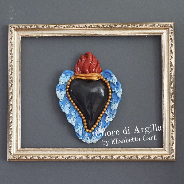 Cuore di Argilla by Elisabetta Carli - SACRED HEART Ex Voto - Keramikherz Vers. 6