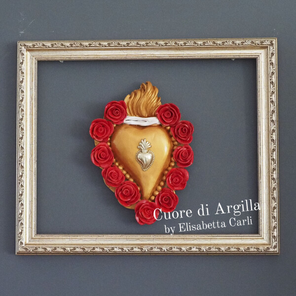 Cuore di Argilla by Elisabetta Carli - SACRED HEART Ex Voto - Keramikherz Vers. 10