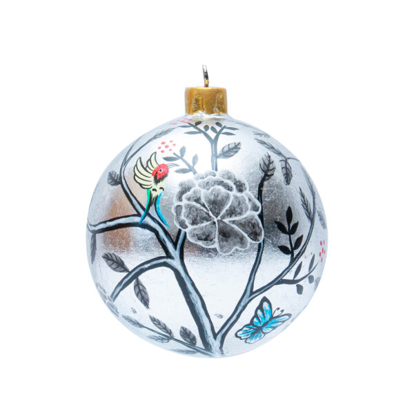 Elephant Parade - Christbaumschmuck / Ornament - Christbaumkugel - Bauble Silver Peony M - 5,5cm