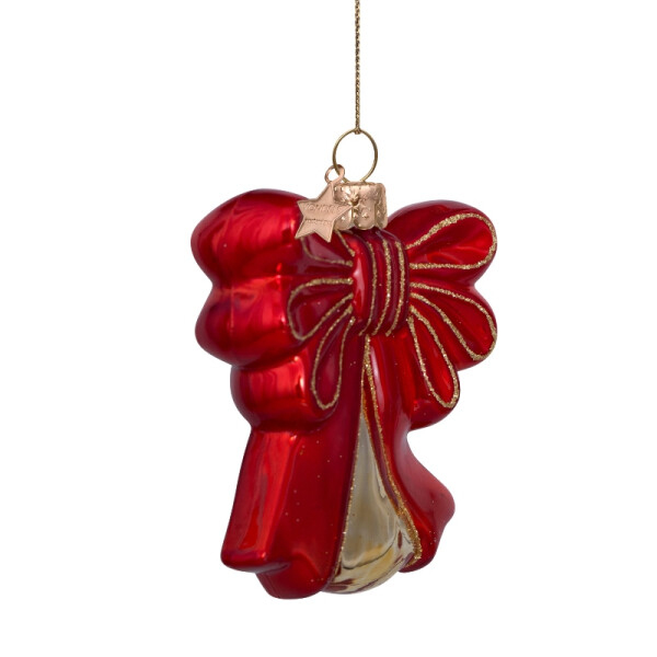 Vondels - Christbaumschmuck aus Glas - Red shiny bow 8,5cm