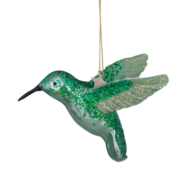 Vondels - Christbaumschmuck aus Glas - Soft green opal hummingbird 8,5cm