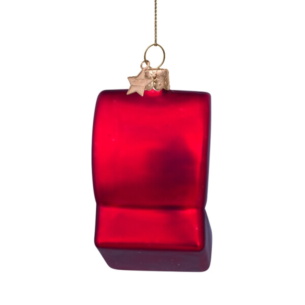 Vondels - Christbaumschmuck aus Glas - Red matt wedding ring box with diamonds - rote Trauringebox 9cm