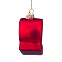 Vondels - Christbaumschmuck aus Glas - Red matt wedding ring box with diamonds - rote Trauringebox 9cm
