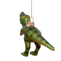 Vondels - Christbaumschmuck aus Glas - Green dino - Dinosaurier grün / T-Rex 9cm