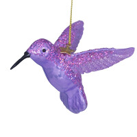 Vondels - Christbaumschmuck aus Glas - Purple opal hummingbird - Eisvogel violett 8,5cm