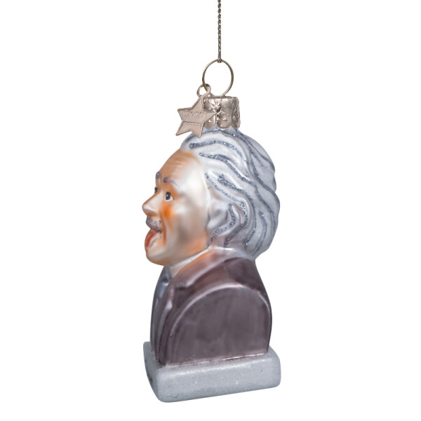 Vondels - Christbaumschmuck aus Glas - Gray matt Albert Einstein with tongue 9,5cm