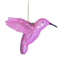 Vondels - Christbaumschmuck aus Glas - Pink opal hummingbird - Eisvogel pink 8,5cm