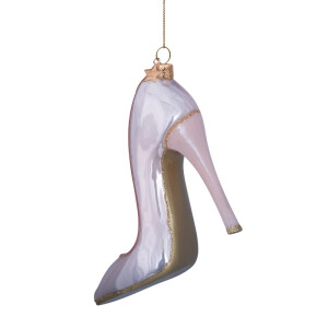 Vondels - Christbaumschmuck aus Glas - powder brown opal high heel - glänzender Damenschuh Pumps 9cm