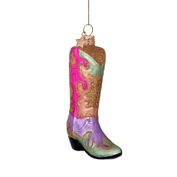Vondels - Christbaumschmuck aus Glas - multicolor cowboy boot - Cowboystiefel mehrfarbig / bunt 12cm