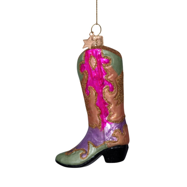 Vondels - Christbaumschmuck aus Glas - multicolor cowboy boot - Cowboystiefel mehrfarbig / bunt 12cm