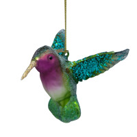 Vondels - Christbaumschmuck aus Glas - Green purple hummingbird - Eisvogel grün/violett 8,5cm