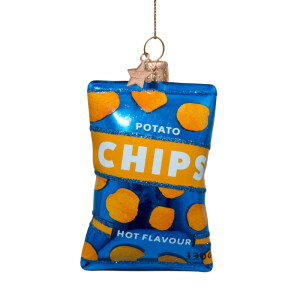 Vondels - Christbaumschmuck aus Glas - Hot flavour chips - Chipstüte spicy 9cm