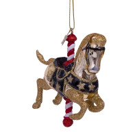 Vondels - Christbaumschmuck aus Glas - Shiny gold carousel horse - Karusselpferd gold 9cm