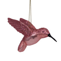 Vondels - Christbaumschmuck aus Glas - Pink opal hummingbird - Eisvogel pink 11cm