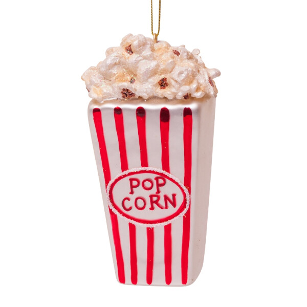 Vondels - Christbaumschmuck aus Glas - red/white popcorn - Popcorntüte 11cm