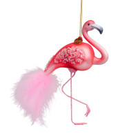 Vondels - Christbaumschmuck aus Glas - pink flamingo 15cm