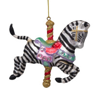 Vondels - Christbaumschmuck aus Glas - black/white carousel zebra - Karusellfigur Zebra 10cm