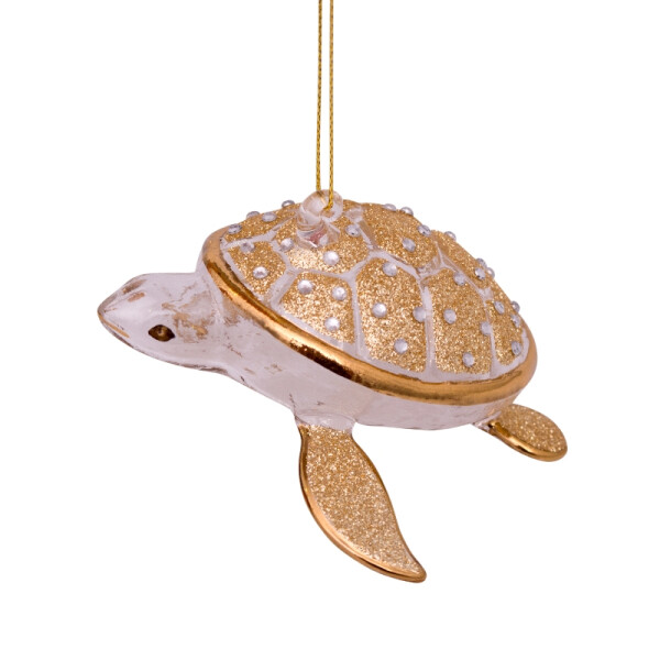 Vondels - Christbaumschmuck aus Glas - gold diamonds turtle - Schildkröte 4cm