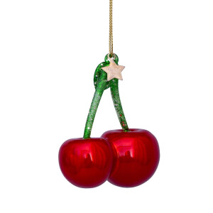 Vondels - Christbaumschmuck aus Glas - red pearl cherry - Kirschen 8cm